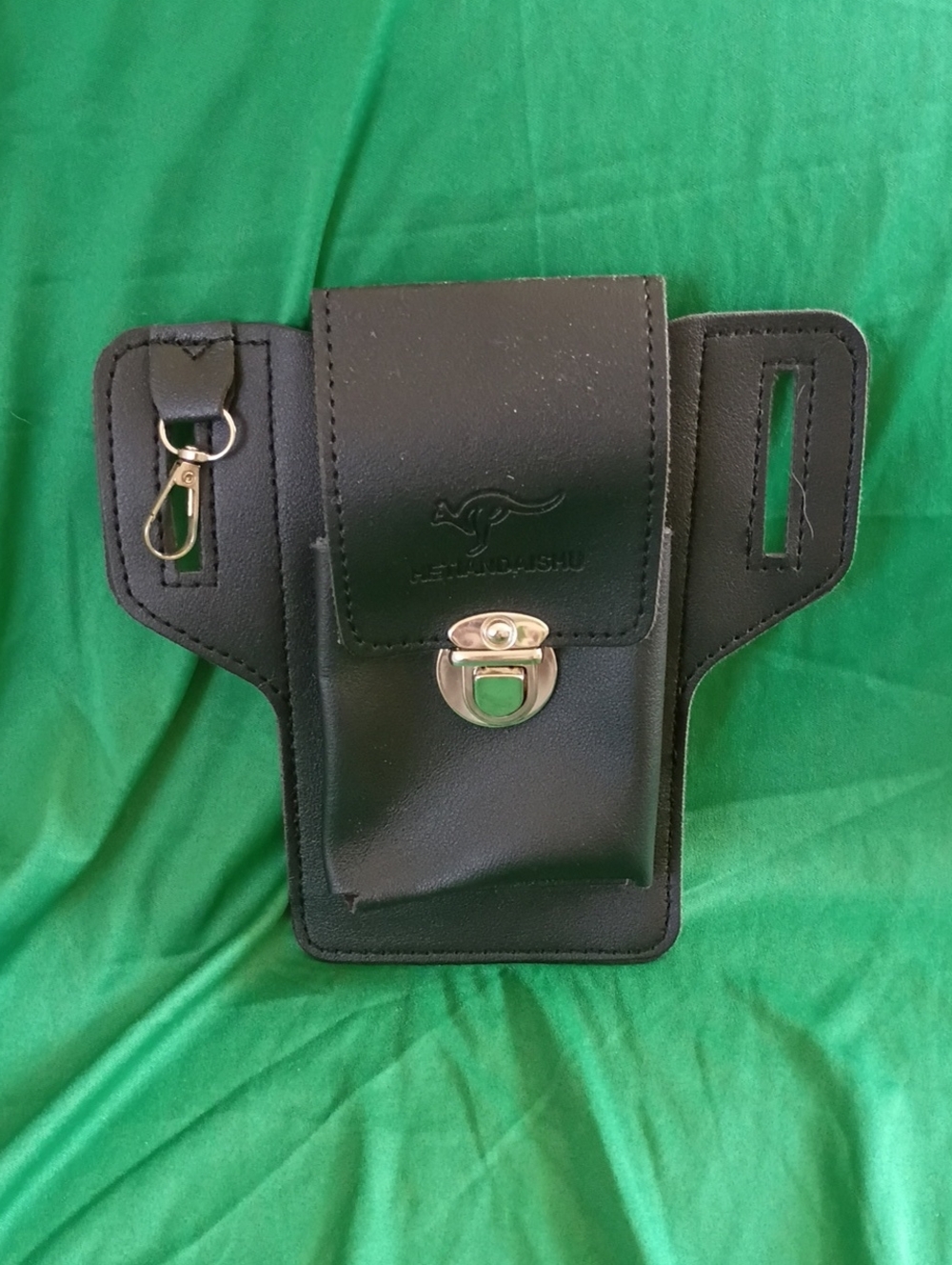 Black Belt Phone Holster with Metal Clasp - Black